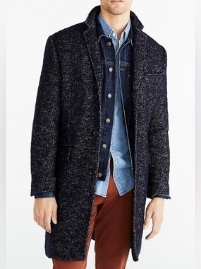 J. Crew Black Herringbone Pea Coat